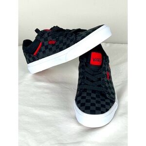 Vans Ward Checkerboard Black Red Youth Sneakers Kids Shoes Size 3